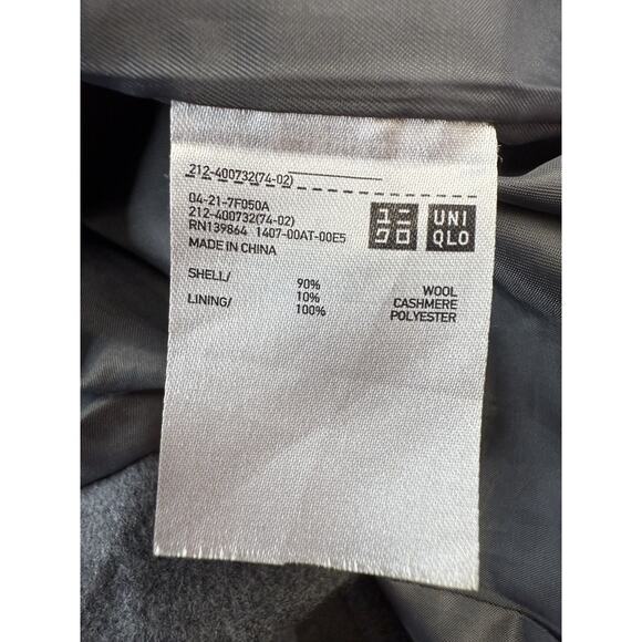 Uniqlo Gray Wool Cashmere Blend Coat Women’s M – Classic Long Tailored Jacket - Picture 12 of 13